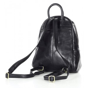 Modern Rucksack für Damen aus italienischem Leder - Schwarz & braun 